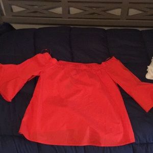 Red orange off the shoulder top NEW!